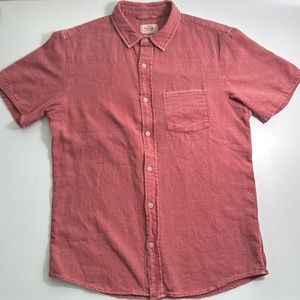 Marine Layer Short Sleeve Selvage Cotton Shirt in Apricot Brandy